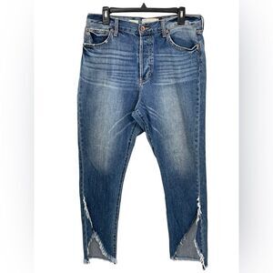 Band of Gypsies Madison Jeans Size 31 Raw Frayed‎ Hems Ankle Button Fly Denim